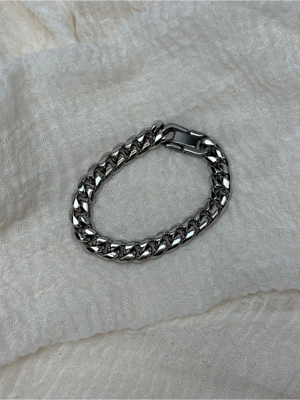 Chunky Silver Curb Chain Bracelet